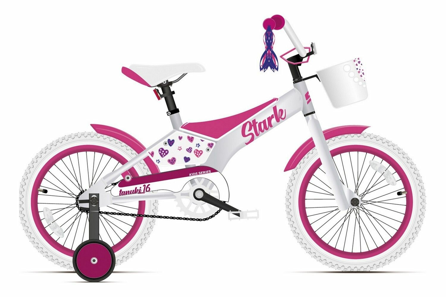 Велосипед Stark Tanuki 16 Girl (2021) (Велосипед Stark'21 Tanuki 16 Girl белый/розовый, HD00000304)