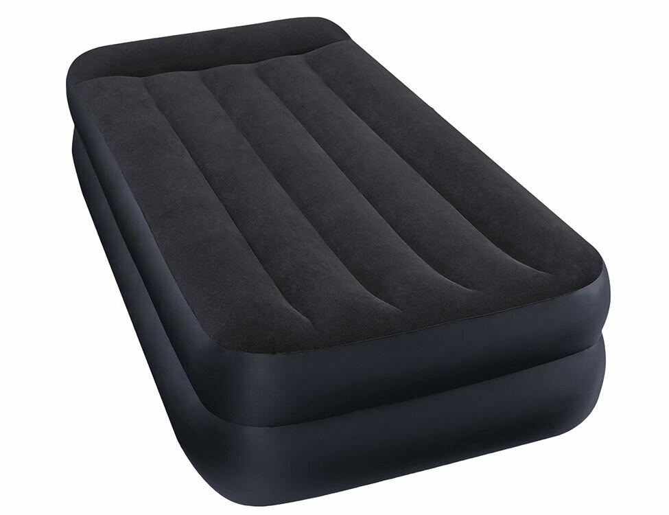 Надувная кровать Intex Pillow Rest Raised Bed (Twin), 99х191х42 см, с подголовником и встроенным насосом 220V, 64122
