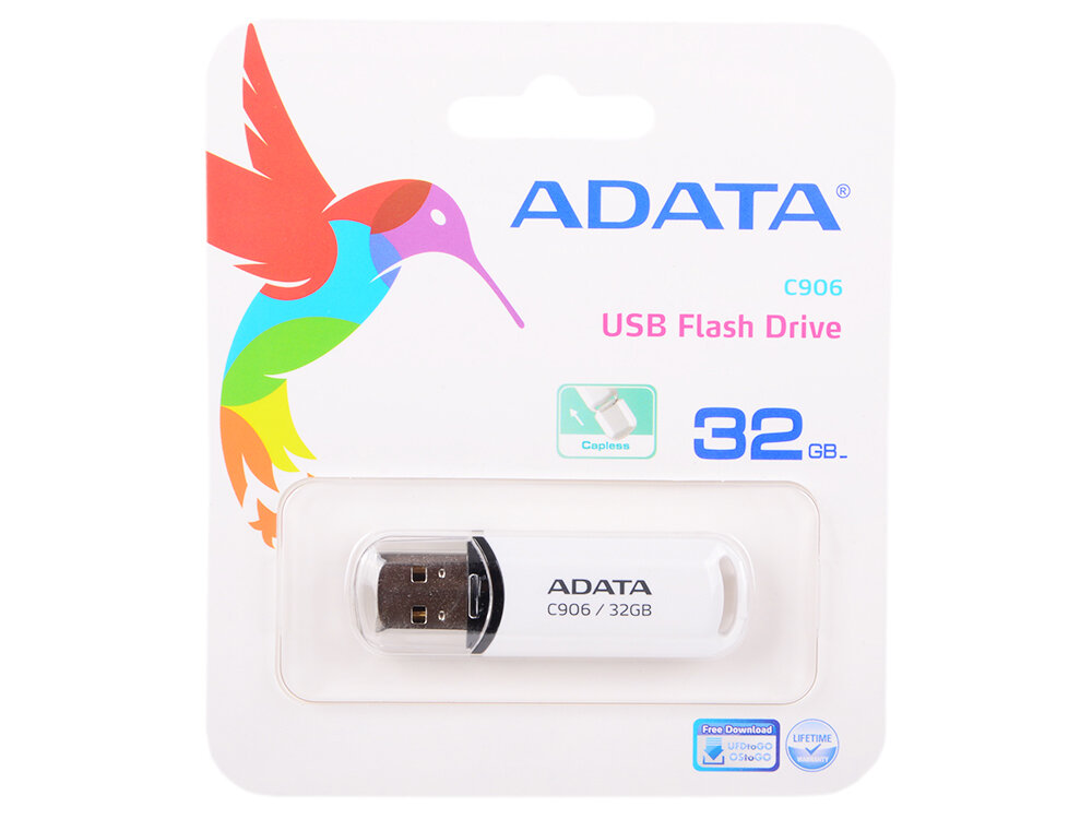 Внешний накопитель 32GB USB Drive ADATA USB 2.0 C906 white AC906-32G-RWH