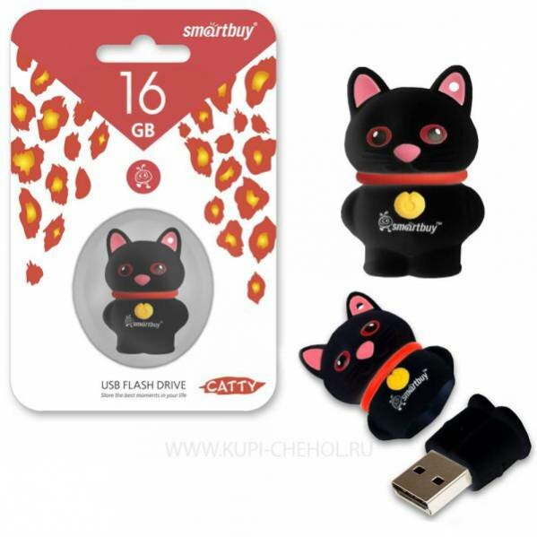 Флеш-карта USB накопитель Smartbuy 8GB Wild series Котенок Черный (SB8GBCatK)