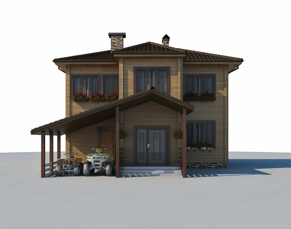 (116м2, 10х6м) Готовый проект двухэтажного дома из бруса с гаражом и террасой - AS-2015 - фотография № 8