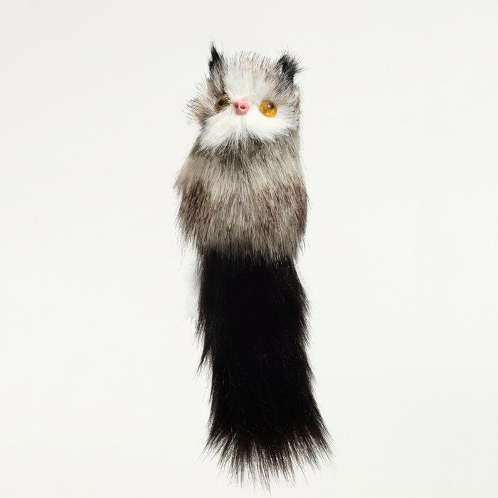 Игрушка для кошек "Кот-дружок", искусственный мех, корпус 7 см, бело-коричневая/чёрная - фотография № 1