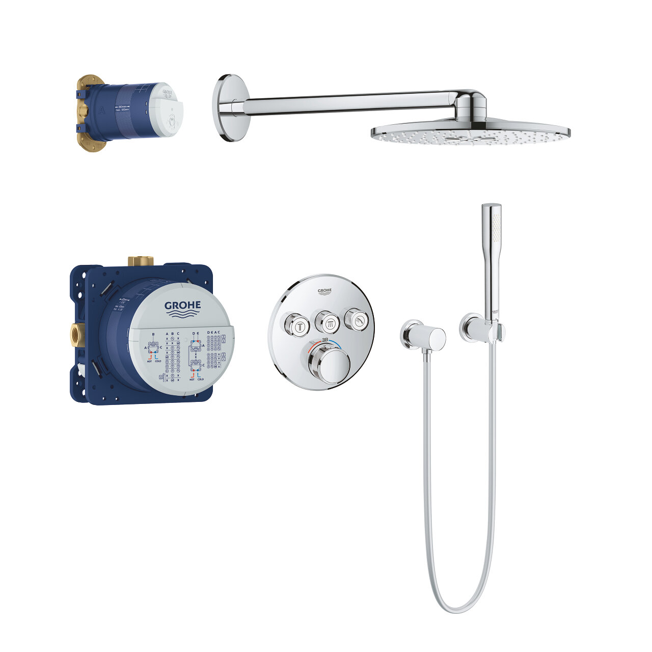 Душевая система Grohe Grohtherm SmartControl с Rainshower SmartActive 310, верхний и ручной душ, термостат, хром 34705000