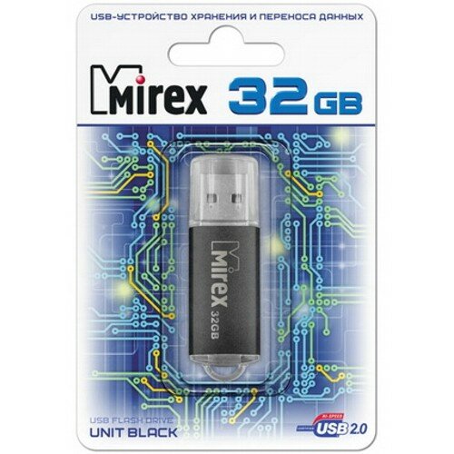 Флешка Mirex Unit black 32 Гб usb 2.0 Flash Drive - чёрный