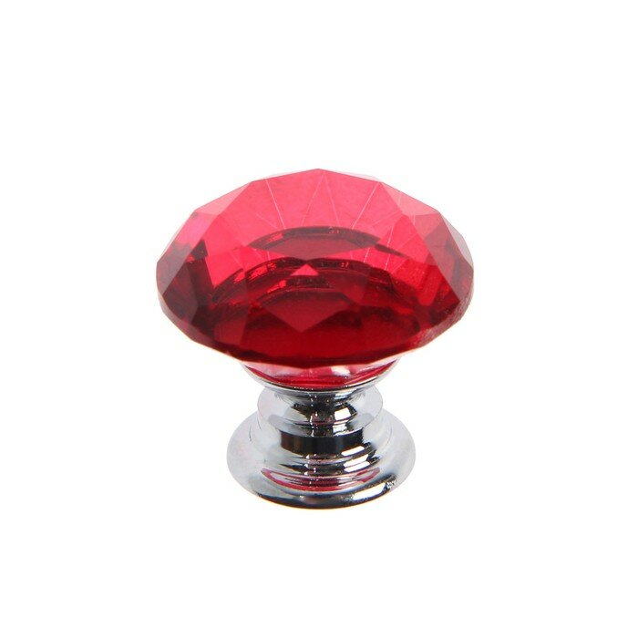 Ручка кнопка CAPPIO, цвет красный "Алмаз", стеклянная, d=25 мм - фотография № 1