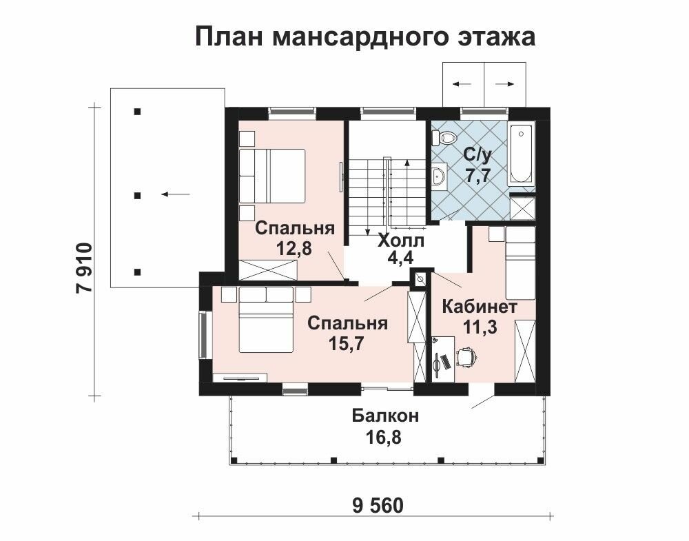 (119м2, 11х10м) Готовый проект двухэтажного дома из газобетона с 4 спальнями - AS-2598 - фотография № 4