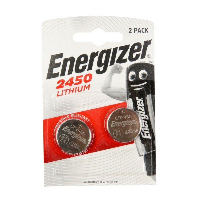 Батарейки Energizer Батарейка литиевая Energizer, CR2450-2BL, 3В, блистер, 2 шт.