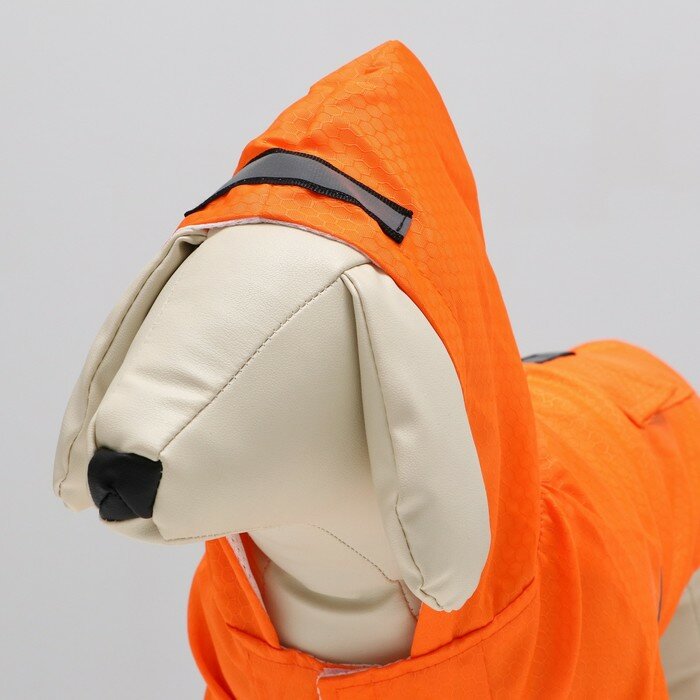 Куртка со светоотражающими полосами, размер L, оранжевая (ДС 36, ОГ 48, ОШ 38 см) - фотография № 7