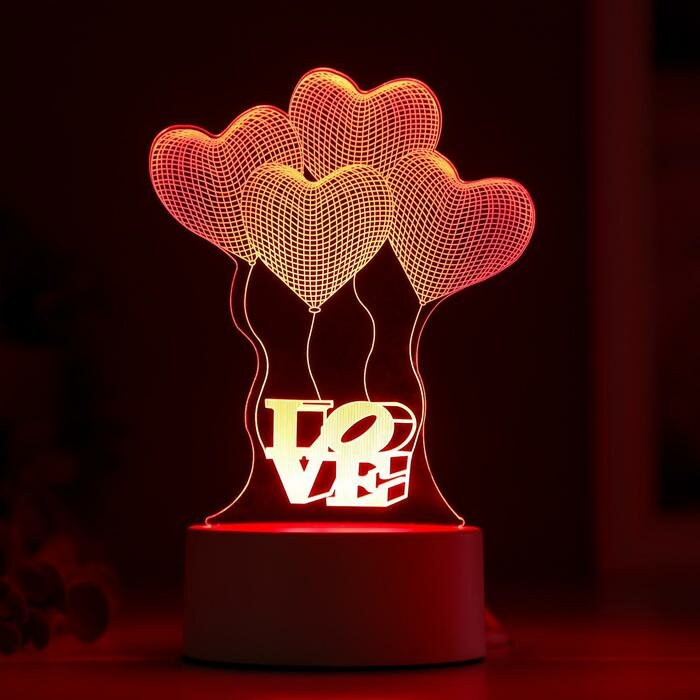 RISALUX Светильник "Четыре сердца" от сети 9,5x12,5x18,5 см - фотография № 3