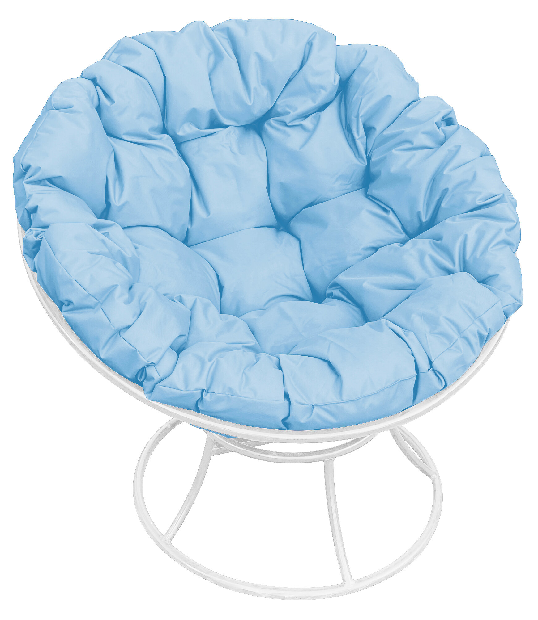 Кресло m-group папасан белое, голубая подушка