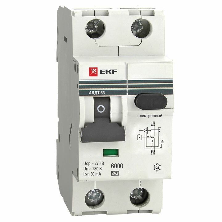 EKF Дифференциальный автомат АВДТ (характеристика C, электромеханический тип A) 6кА PROxima DA63-25-100em