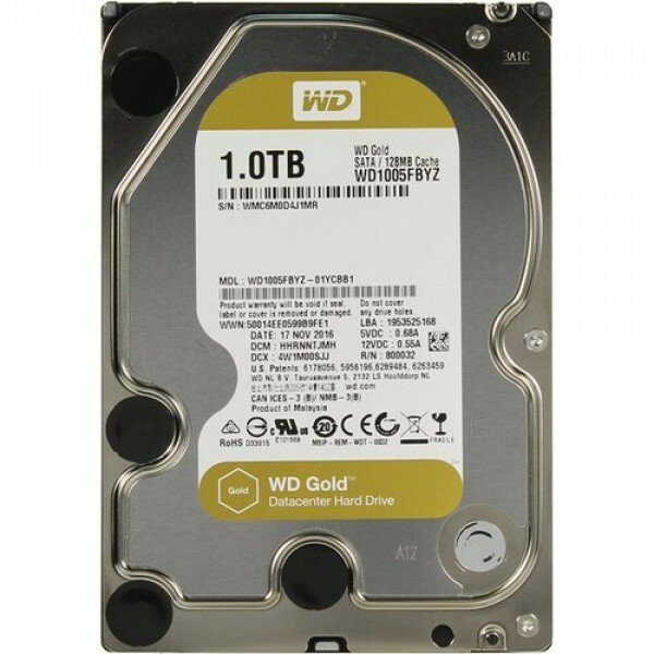   Western Digital SATA 1TB 7200RPM 6GB/S 128MB GOLD WD1005FBYZ WDC 3.5