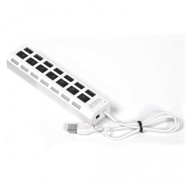 Разветвитель USB 2.0 HUB Smartbuy с выключателями, 7 портов, СуперЭконом, белый, SBHA-7207-W