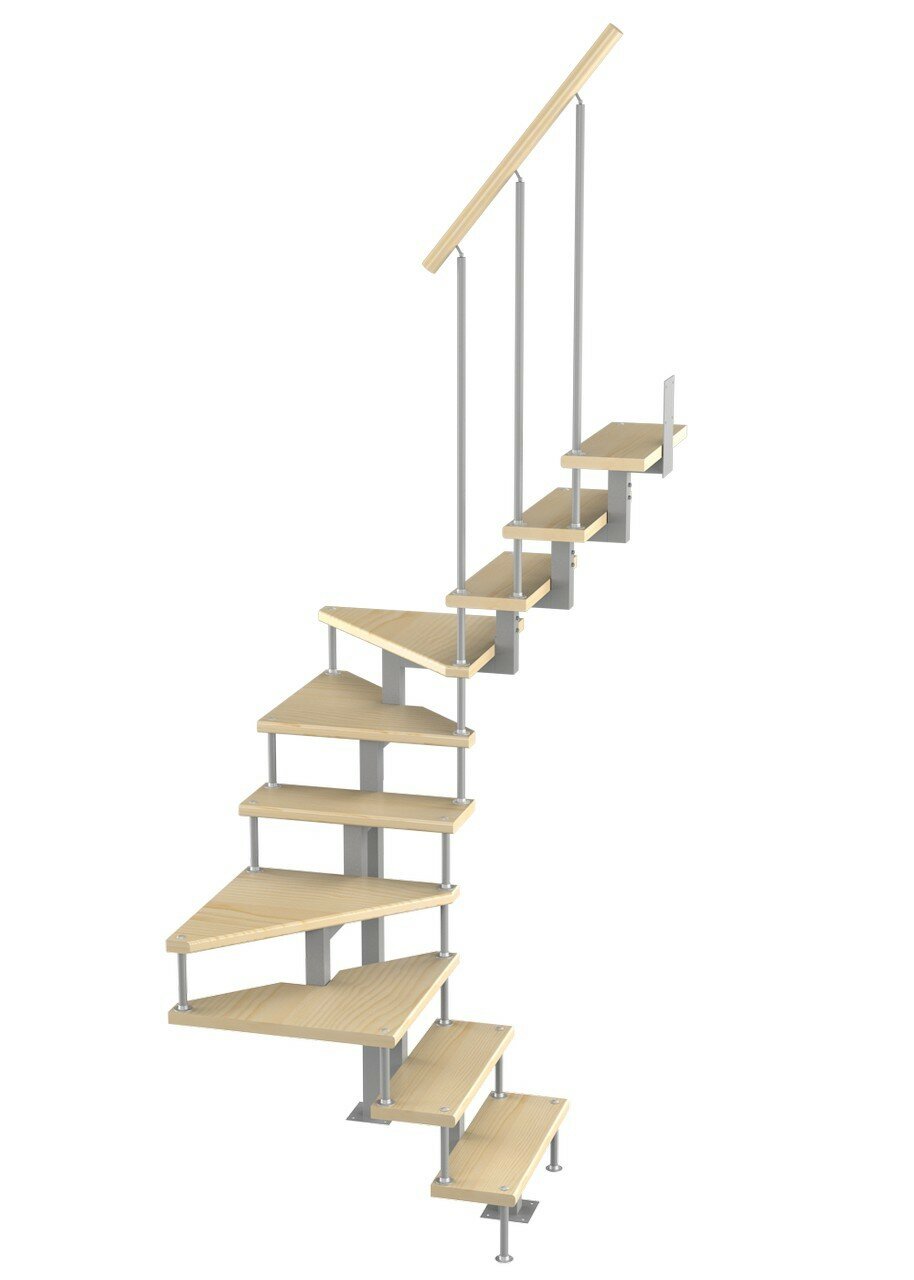 Модульная малогабаритная лестница Эксклюзив (h 2250-2475 Серый Сосна Крашеная)
