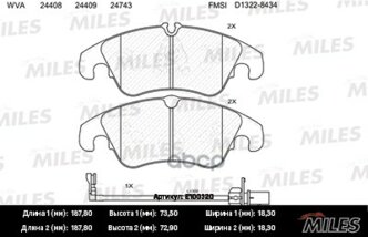 Колодки Тормозные Audi A6/Allroad/S6/A7 (1la/1lj) 10- Передние Semimetallic Miles арт. E100320