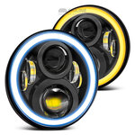 LED фары Нива, УАЗ с ДХО и поворотником - Black Round - изображение