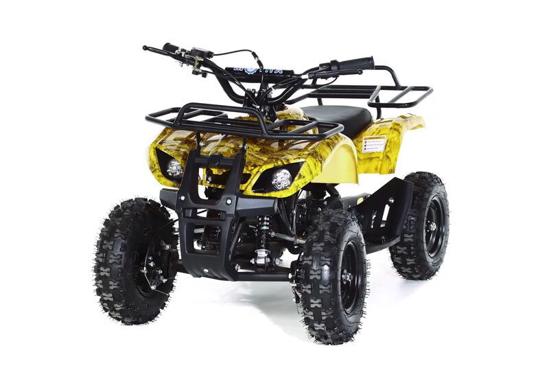 Квадроцикл детский бензиновый MOTAX ATV Mini Grizlik X-16 с механическим стартером желтый камуфляж