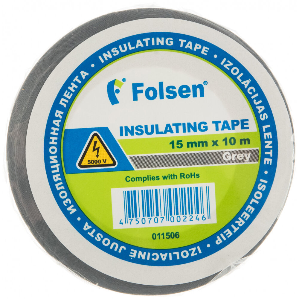 фото Folsen Изоляционная лента 15мм x 10м, серая 011506