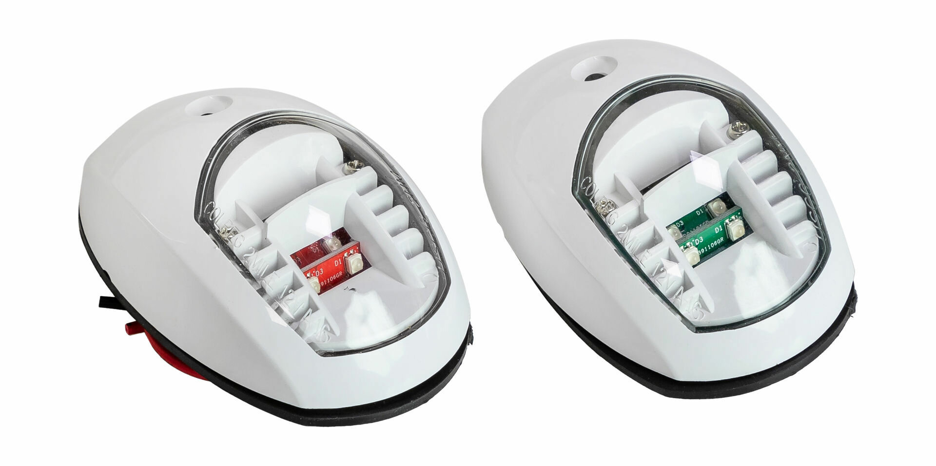 Комплект огней ходовых LED (зелёный/красный) белый корпус