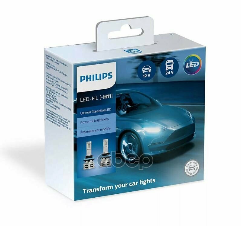 Комплект Ламп Светодиодных H11 Led Ultinon Essential 6500K Philips арт. 11362UE2X2