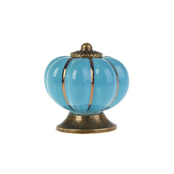 Тундра Ручка-кнопка PEONY Ceramics 001, керамическая, синяя - фотография № 3