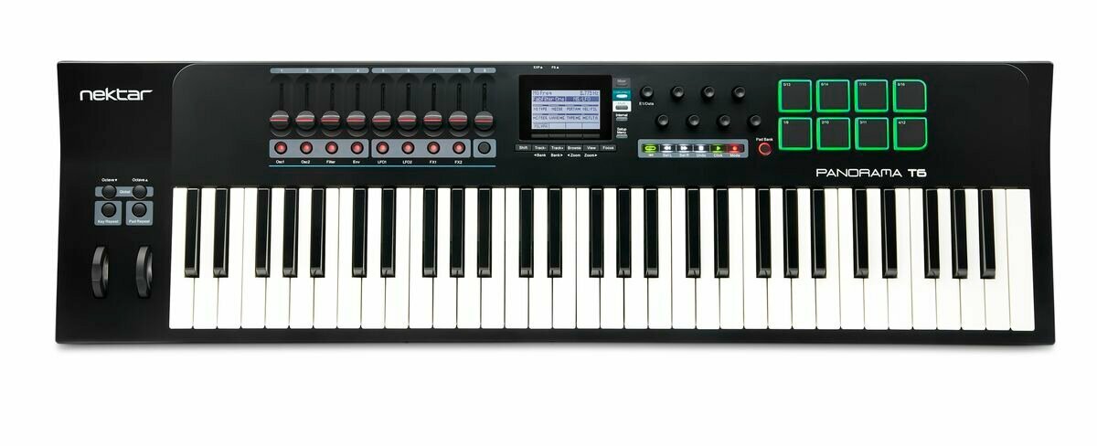 Nektar Panorama T6 USB MIDI DAW контроллер, 61 клавиша, 8 пэдов с датчиком силы нажатия