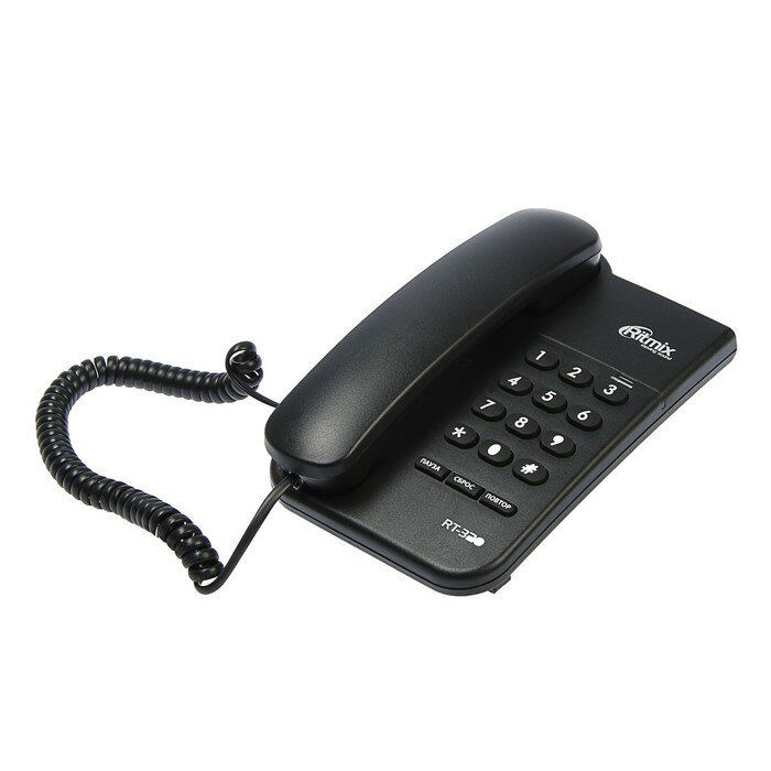 Проводные телефоны RITMIX Проводной телефон Ritmix RT-320, световой индикатор, настольно-настенный, черный
