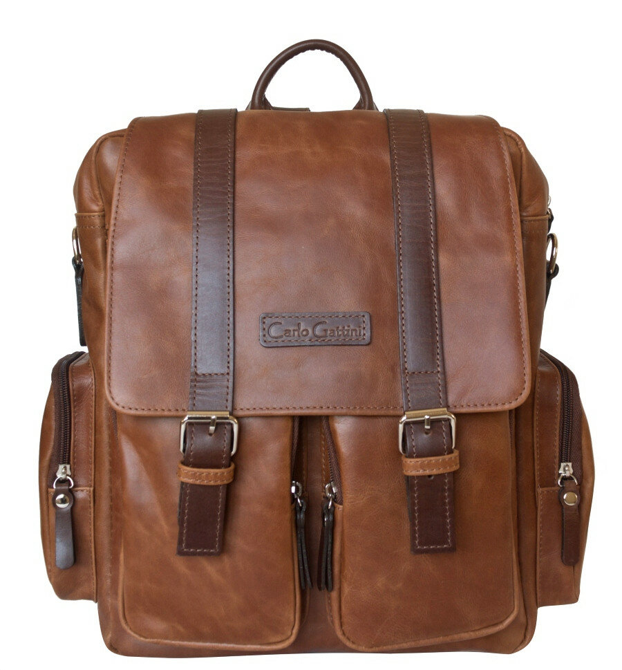 Мужской кожаный рюкзак-сумка Carlo Gattini Fiorentino cognac/brown 3003-08