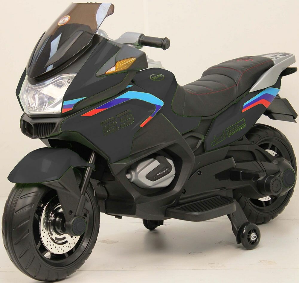 Детский электромобиль-мотоцикл RiverToys H222HH Чёрный