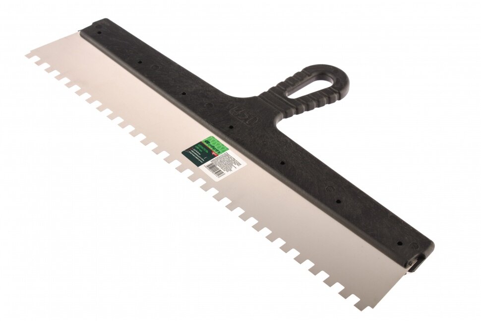 фото Шпатель зубчатый нерж-я сталь, пласт-я ручка 450мм, зуб 8х 8мм