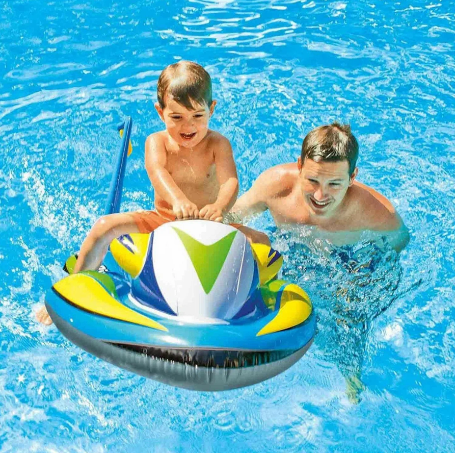 Надувная игрушка для плавания верхом матрас INTEX Скутер 117х77 см, с ручками надувной плот, пляжный матрас - наездник для девочки для мальчика, нагрузка до 40 кг, возраст до 14 лет / 1 шт