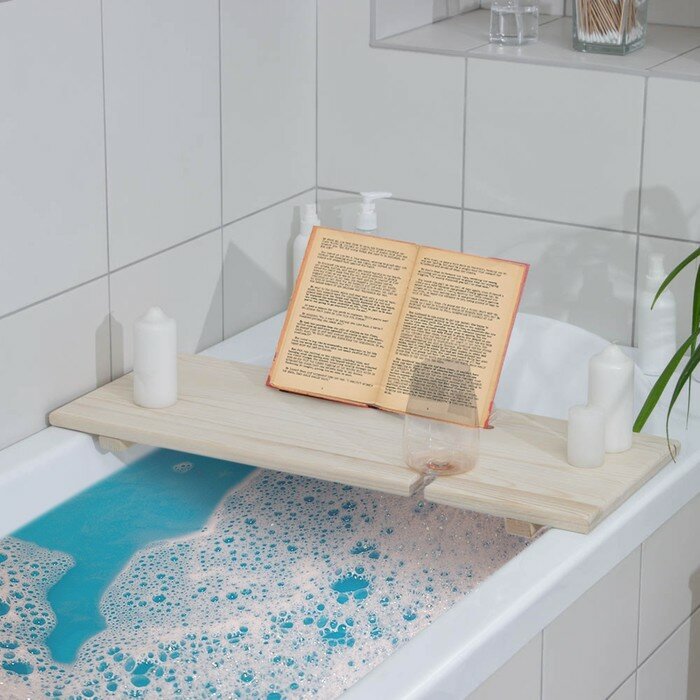 Столик для ванны, 68×26×7 см, сосна - фотография № 1