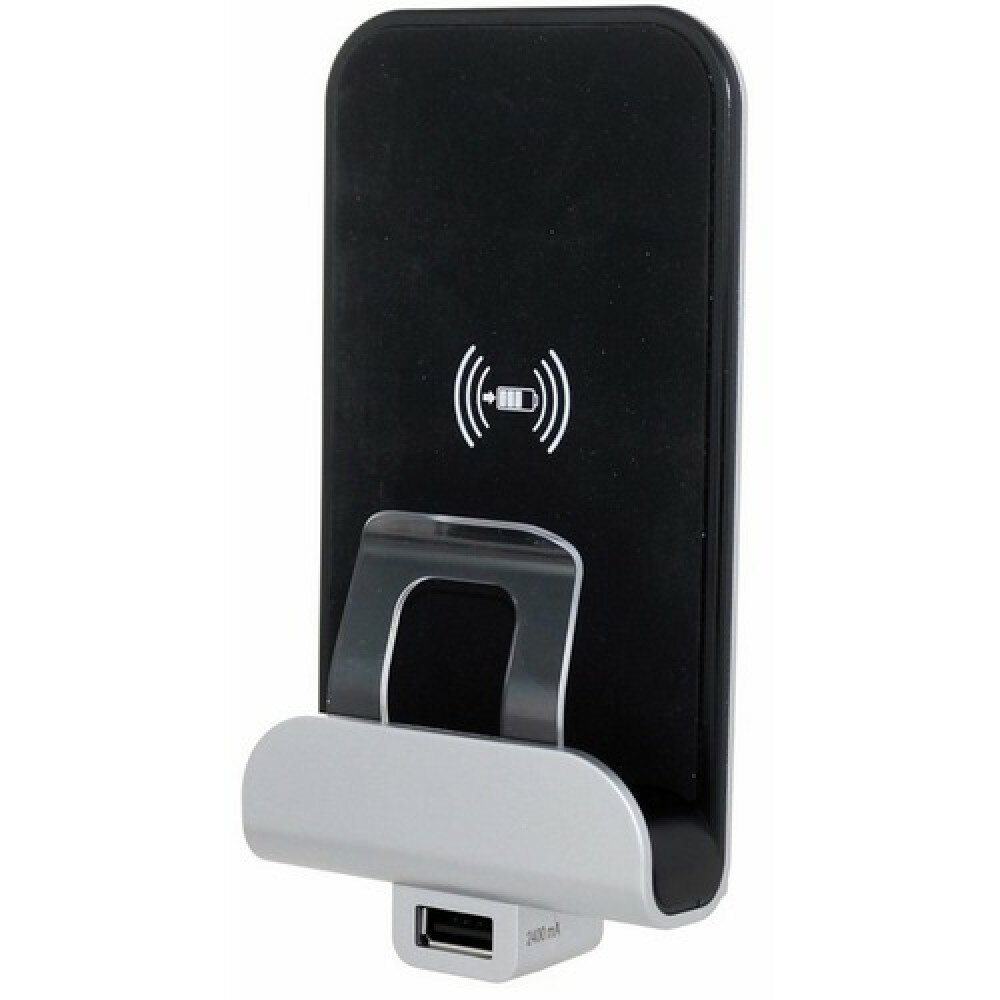 Etika 672337 Беспроводное зарядное устройство + USB (USB тип А, черный/слоновая кость) Legrand - фото №1