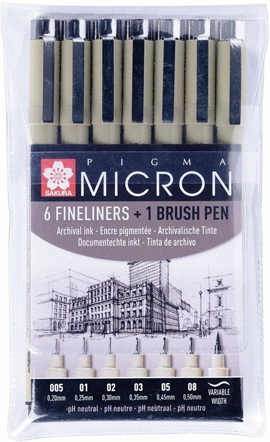 Набор Pigma Micron 6 + brush Sakura POXSDK7B