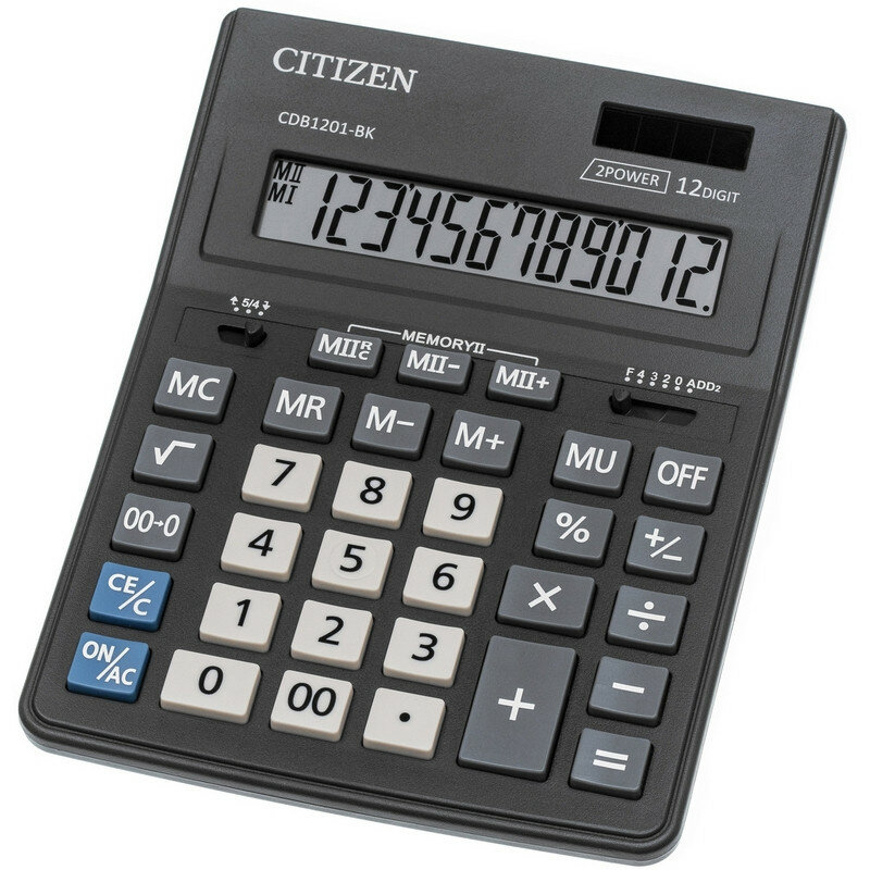 Калькулятор настольный полноразмерный CITIZEN BusinessL CDB1201-BK 12р.Чер 480259 D-312