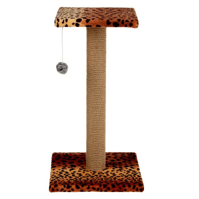 PerseiLine Когтеточка "Столбик" с площадкой и игрушкой, 30 х 52 см, джут, микс цветов - фотография № 2
