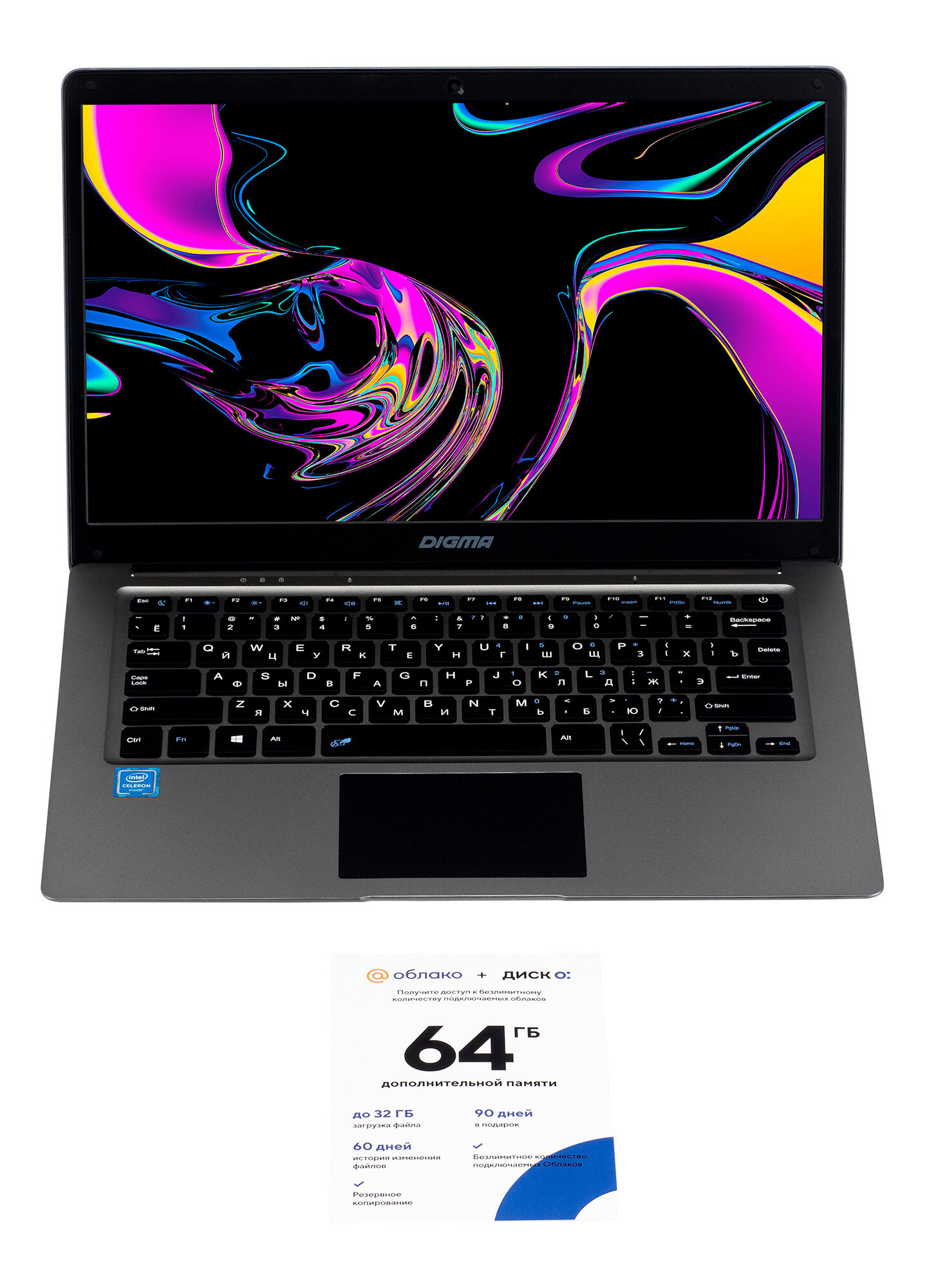 Ноутбук Digma EVE 14 C411, 14.1", IPS, Intel Celeron N3350 1.1ГГц, 4ГБ, 128ГБ SSD, Intel HD Grap