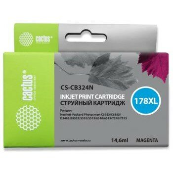 Cactus Картридж струйный CS-CB324N CS-CB324 178XL пурпурный 10мл для HP PS B8553 C5383 C6383