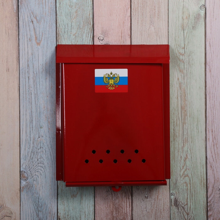 Ящик почтовый без замка (с петлёй), вертикальный, «Почта», бордовый - фотография № 2