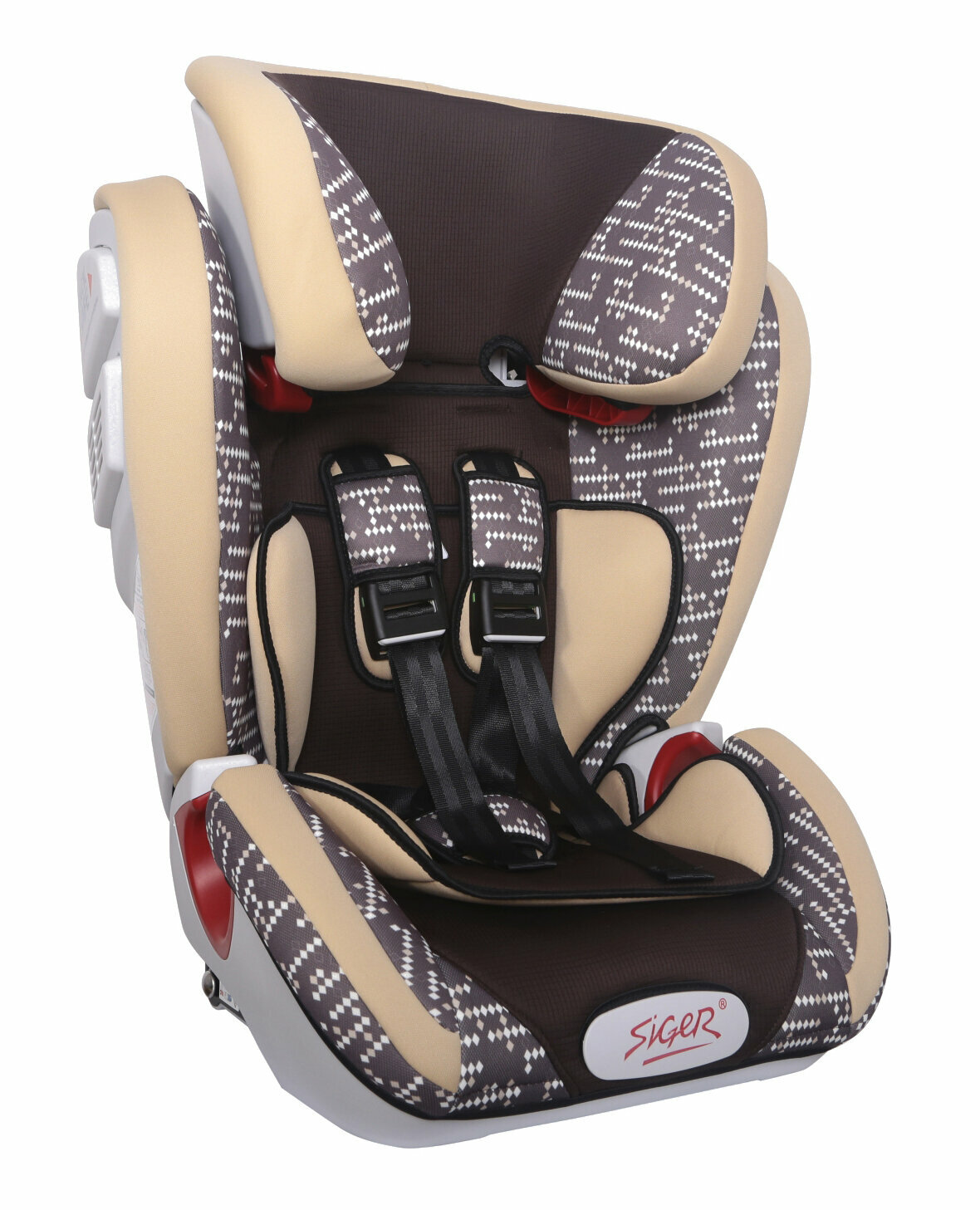 Автокресло группа 1/2/3 (9-36 кг) Siger Индиго Isofix, коричневый ромб