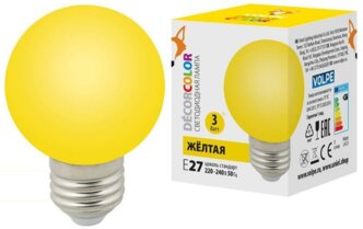 Volpe Лампа светодиодная Volpe E27 3W желтая LED-G60-3W/Yellow/E27/FR/С UL-00006961