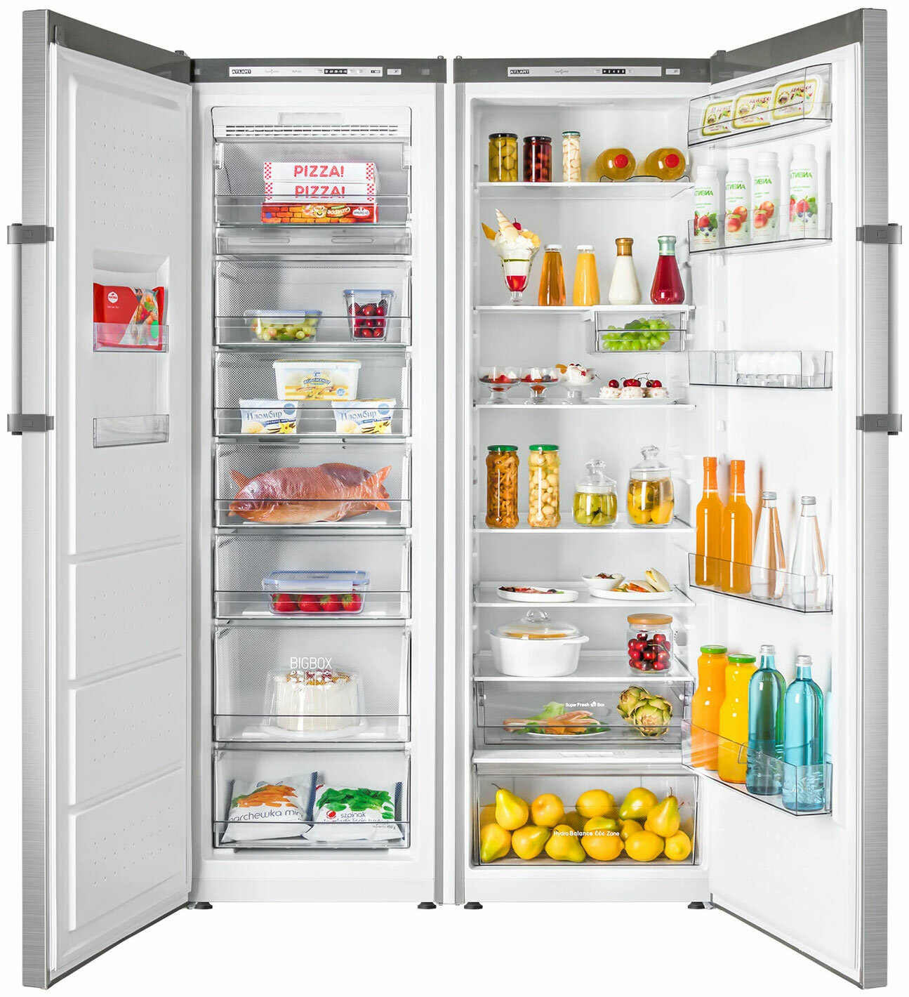 Холодильник Side by Side ATLANT холодильник Х-1602-140 + морозильник М-7606-142 N - фотография № 4