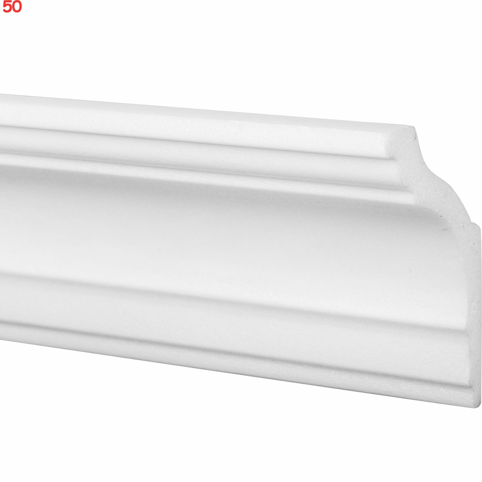 Плинтус для натяжных потолков экструдированный полистирол 08018А белый 40х70х2000 мм (50 шт.)