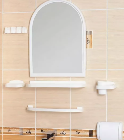 Зеркало 40*55 см с набором для ванной комнаты Европласт цвет белый