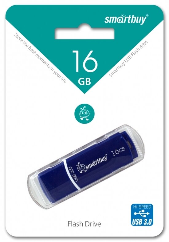 SB16GBCRW-Bl, 16GB USB 2.0/3.0 Crown series, Blue, SmartBuy