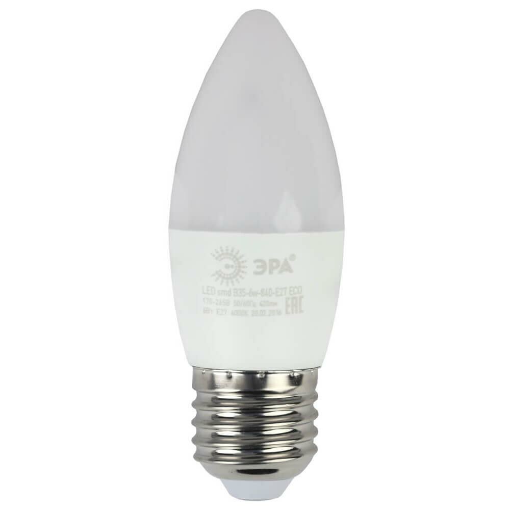 ЭРА Лампа светодиодная ЭРА E27 6W 2700K матовая ECO LED B35-6W-827-E27 Б0020620