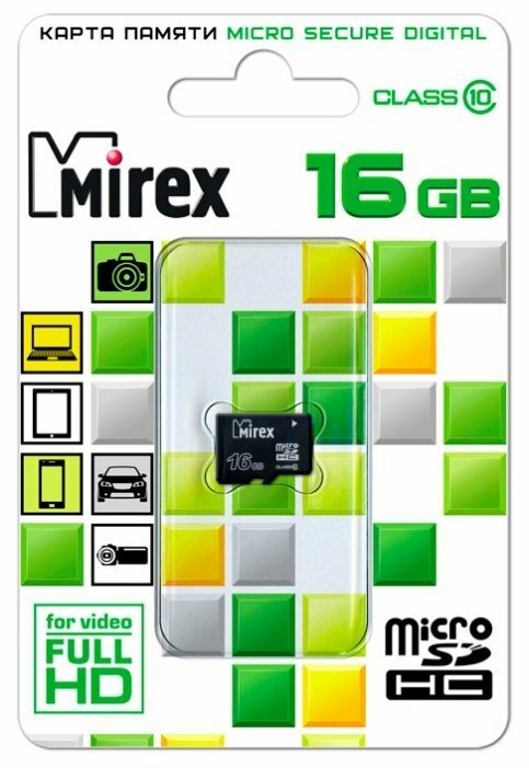 Карта памяти Mirex MicroSDHC 16Gb Class 10 13612-MC10SD16
