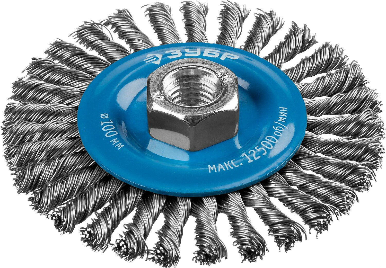 ЗУБР Щетка дисковая для УШМ, 100мм х М14 плетеные пучки сталь. пров. 0,5мм, ЗУБР "профессионал"