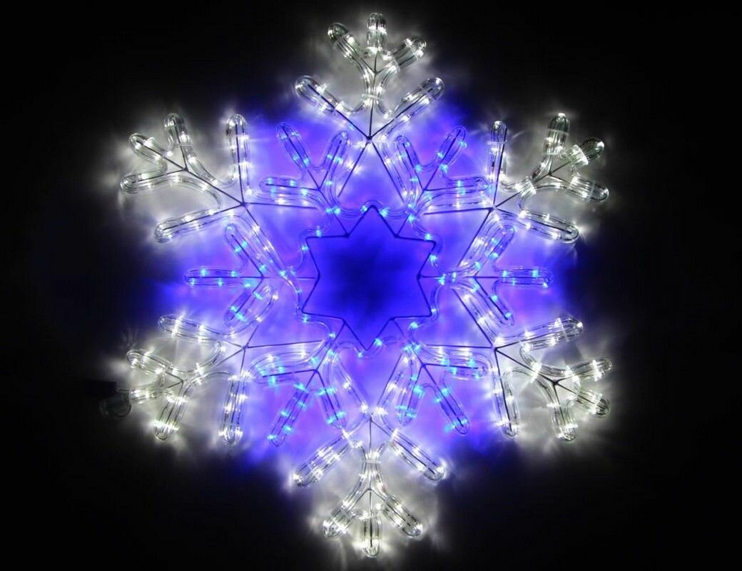 Светодиодная снежинка декоративная, дюралайт, 306 синих/холодных белых LED-огней, 52 см, коннектор, уличная, SNOWHOUSE RL-306-SF-B/W