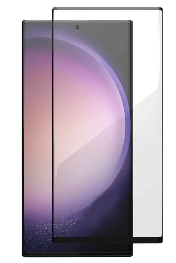 Защитное стекло на Samsung Galaxy S23 Ultra, полный клей, черное, X-CASE